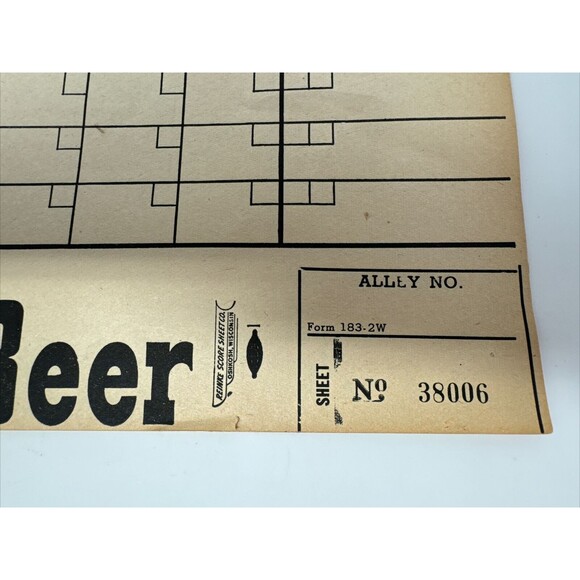 LOT OF 5 Pabst Blue Ribbon Beer Paper Advertisement on Bowling Score Sheet Vgt - Picture 2 of 8